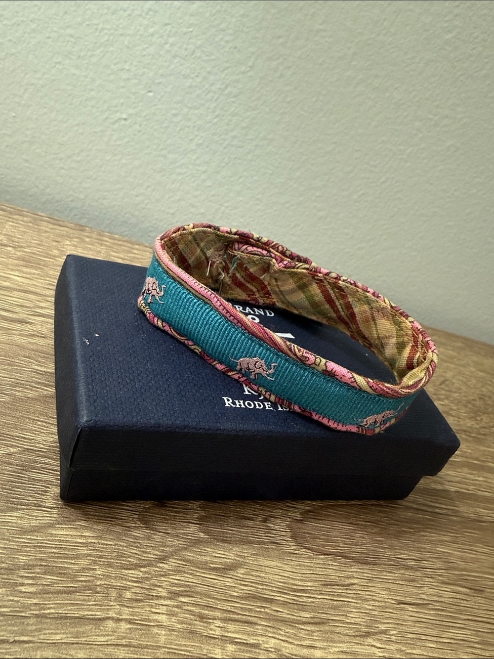 Kiel James Patrick Teal Bracelet with Pink Elephant Trim